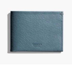 NWT Shinola Leather Slim Bifold Wallet Slate Blue